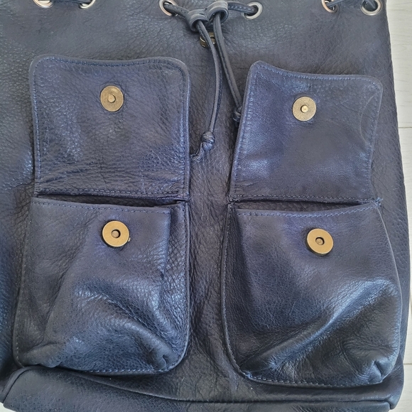 Authentic Soft Italian Leather Drawstring Backpack - Picture 5 of 15